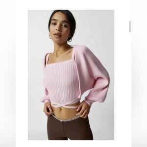 Urban Outfitters Silence + Noise Adelie Balloon Sleeve Shrug Sweater and Tank